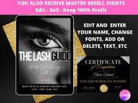 Eyelash Tech Course + Certificate + 3 bonuses & Sample Consent Forms PLR & MRR Rights