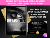 Eyelash Tech Course + Certificate + 3 bonuses & Sample Consent Forms PLR & MRR Rights