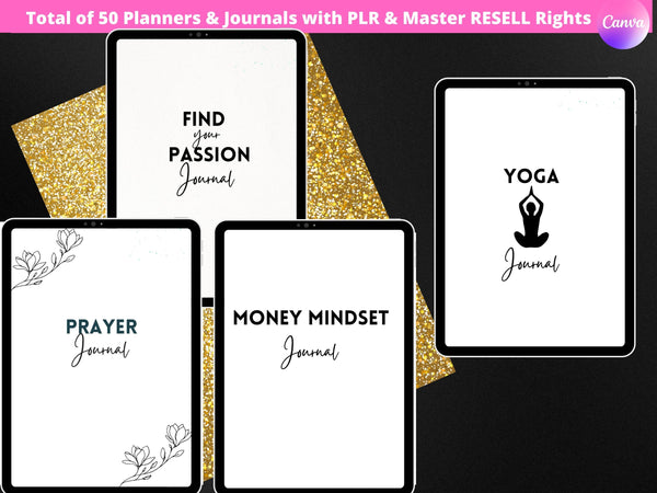 50 journal and planner bundle with master resell rights. 