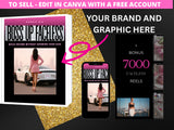 Promotional graphic for 'Boss Up Faceless' with branding and graphic editing options.