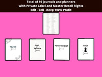 50 Digital Journals & Planners Bundle with PLR + Master Resell Rights