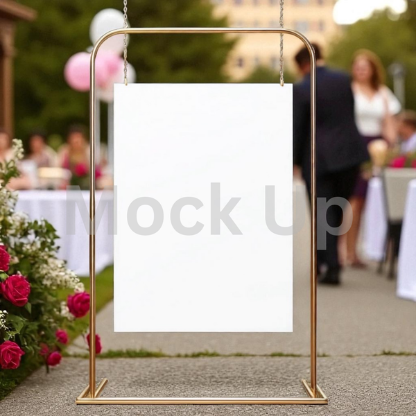 Wedding Sign Mockup brass stand for large signs outdoor event